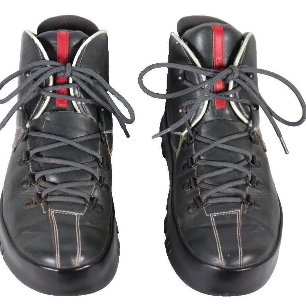 Prada Women’s IT 40 US 9.5 Grey Leather Hiking Combat Boots Linea Rossa Vintage